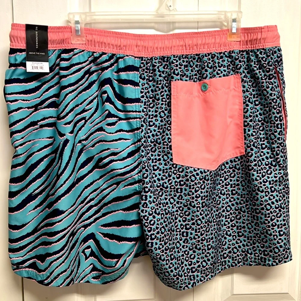 No Boundaries Mulit Color Animal Print Board Swimming Trunks Size 2XL NWT